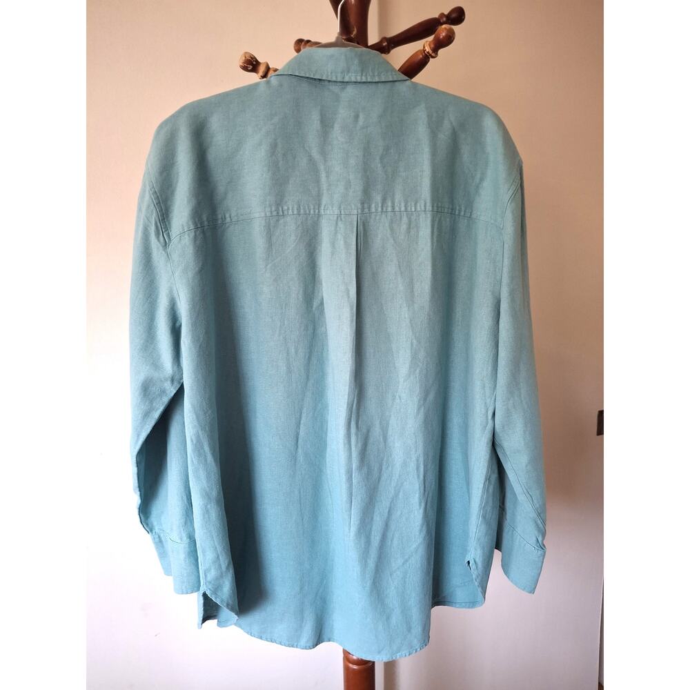 Banana Republic Linen Blend Shirt Womens XL Aqua Blue Button Down NWT - Picture 3 of 8